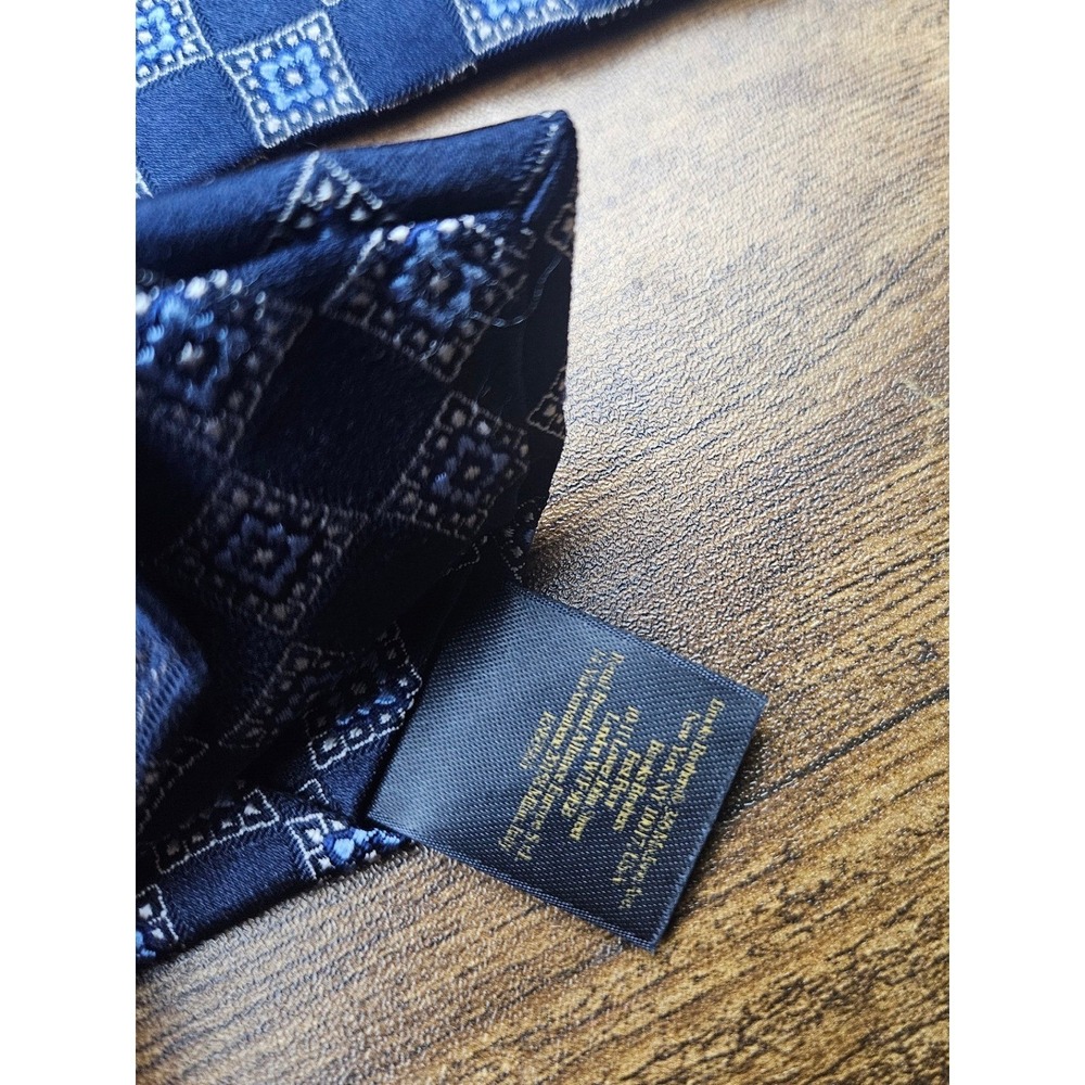 Brooks Brothers Golden Fleece Silk Tie Blue Geometric Pattern Men's Seven Folds - Picture 4 of 8